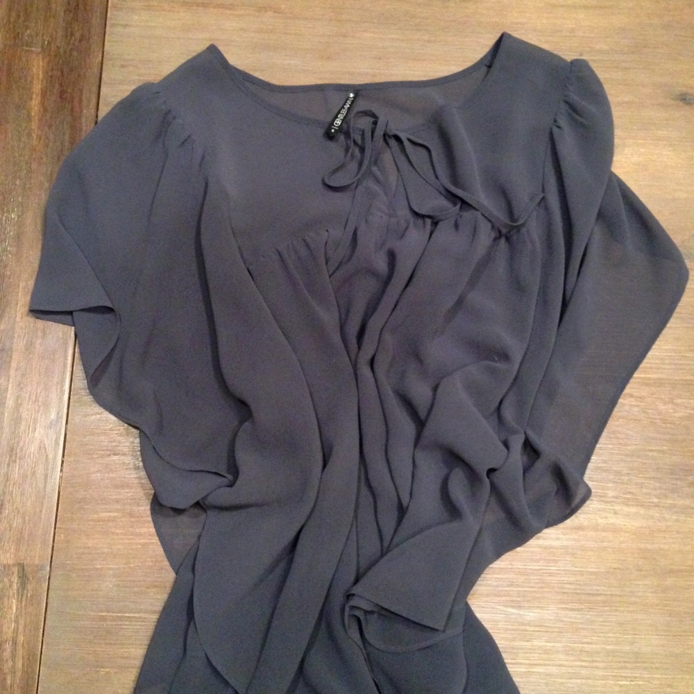 GENTLEFAWN sheer chiffon navy blouse SMALL